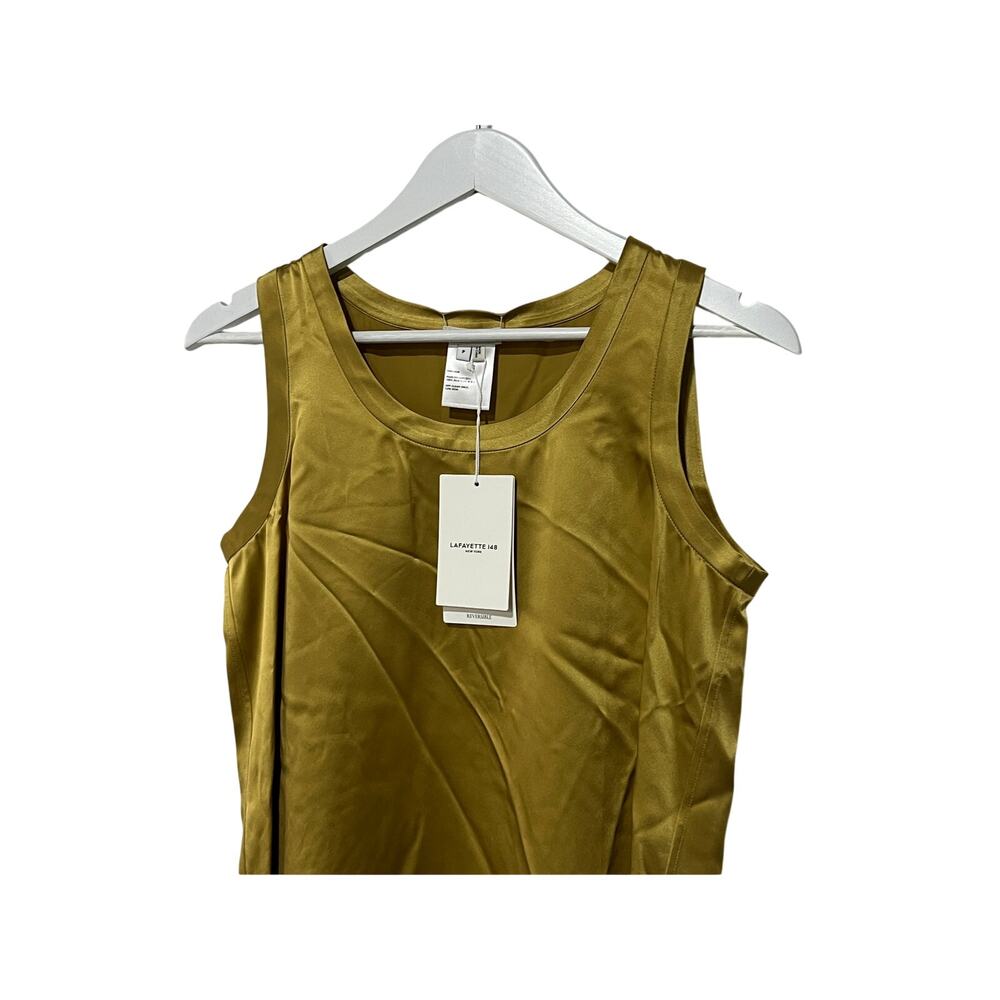 LAFAYETTE 148 WOMENS PETITE XSMALL REVERSIBLE PERLA TANK TOP BLOUSE DESERT GRASS - Picture 5 of 12